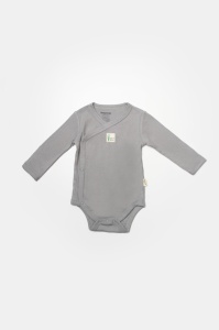 Set 4 piese:body, pantaloni, baveta si caciulita Bamboo, gri, BabyCosy, 50% bumbac+50%bambus