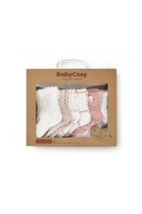 Set 6 perechi ciorapi nou-născut, powder, BabyCosy
