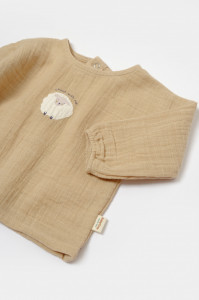 Set bluza si pantaloni, Winter muselin, 100% bumbac - Apricot, BabyCosy