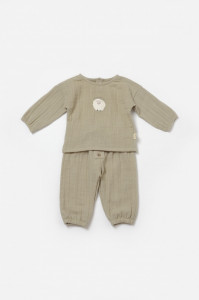Set bluza si pantaloni, Winter muselin, 100% bumbac - Verde, BabyCosy