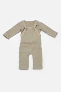 Set bluza si salopeta, Winter muselin, 100% bumbac - Verde, BabyCosy