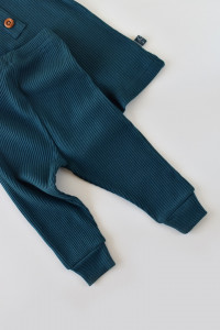 Set bluzita cu maneca lunga si pantaloni lungi din bumbac organic si modal - Bleumarin BabyCosy - Img 3