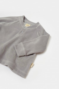 Set bluzita si pantaloni Elefant, 80%bumbac organic si 20% poliester - Gri, BabyCosy