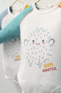 Set cu pantalonasi si body cu maneca lunga pentru bebelusi Monster, Tongs baby - Img 3