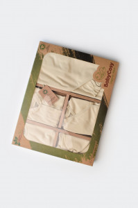 Set de 10 piese pentru nou nascut - 100% bumbac organic - Crem, BabyCosy - Img 2