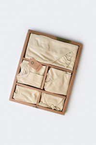 Set de 10 piese pentru nou nascut - 100% bumbac organic - Crem, BabyCosy - Img 8