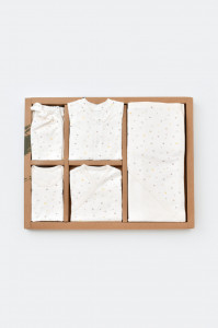 Set de 10 piese pentru nou nascut - 100% bumbac organic - Ecru cu buline, BabyCosy - Img 2