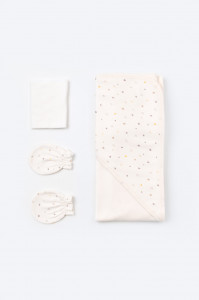 Set de 10 piese pentru nou nascut - 100% bumbac organic - Ecru cu buline, BabyCosy - Img 12