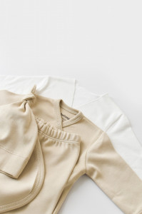 Set de 5 piese pentru nou nascut - 100% bumbac organic - Crem, BabyCosy - Img 7