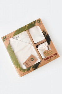 Set de 5 piese pentru nou nascut - 100% bumbac organic - Ecru, BabyCosy - Img 1