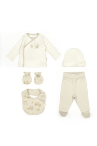 Set de 5 piese pentru nou nascut, 100% bumbac organic, Rabbit, BabyCosy