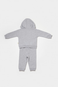 Set hanorac cu gluga si pantaloni, Two thread, 100%bumbac organic - Gri, BabyCosy