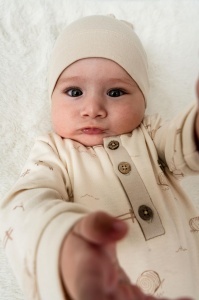 Set salopeta cu caciulita, Lamb, BabyCosy, 100% bumbac organic - Img 9