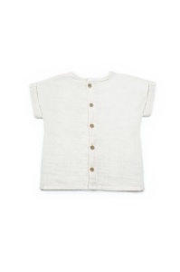 Set tricou ecru cu pantaloni scurti TeddyBear, 100% bumbac organic, BabyCosy