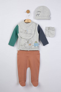 Setul 5 piese nou nascut Choo Choo, Tongs baby - Img 3