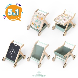 Antepremergator model CITY din lemn 5 in 1 MamaToyz cu masuta de activitati - Img 2