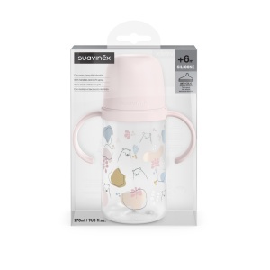 Cana cu muștiuc din silicon, 270 ml, Bears, roz, Suavinex - Img 3