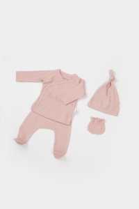 Cutie 4 piese pentru nou nascut - 100% bumbac organic - Powder, BabyCosy
