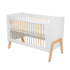 Patut transformabil copii Skiddou Krubb din lemn de fag/MDF, 60x120 cm, Puff Catcher, Alb - Img 1