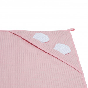 Prosop nou nascut Skiddou Skumi, 100% bumbac, cu gluga cu urechiuse, Roz, 100x100cm
