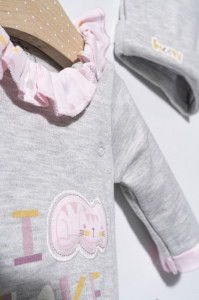 Salopeta cu caciulita pentru bebelusi Pisicute, Tongs baby - Img 2