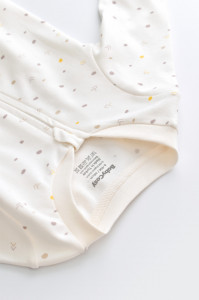 Salopeta cu fermoar cu maneca lunga si pantaloni lungi - 100%bumbac organic - Ecru cu buline, BabyCosy - Img 3