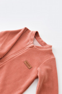 Salopeta cu maneca lunga si fermoar din 80%bumbac organic si 20% poliester - Caramiziu, BabyCosy - Img 3