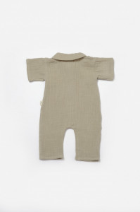 Salopeta cu maneca scurta si nasturei Sheep, 100% bumbac - Verde, BabyCosy