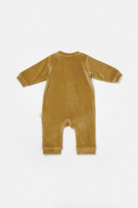 Salopeta Elefant cu maneca lunga din 80%bumbac organic si 20% poliester - Mustar, BabyCosy