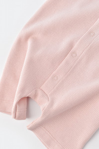 Salopeta fara maneci si pantaloni scurti - 100% bumbac organic - Roz, BabyCosy - Img 6