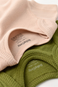 Set 2 body-uri bebe unisex din bumbac organic si modal - Verde/Blush, BabyCosy - Img 4