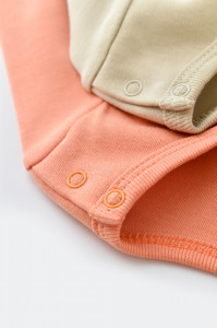 Set 2 body-uri cu maneca lunga bebe unisex -100% bumbac organic - Roz/Crem, BabyCosy - Img 4