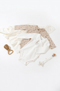 Set 2 body-uri cu maneca lunga petrecute, Girafa, Baby Cosy, 100% bumbac organic