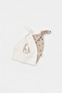 Set 2 caciulite Girafa, BabyCosy, Ecru/Mink