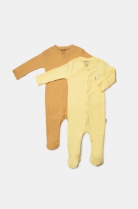 Set 2 salopete lungi Bamboo, galben, BabyCosy, 50%bumbac+50% bambus