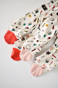 Set 2 salopetele cu maneca lunga si panataloni cu botosei si fermoar - 100%bumbac organic - Portocaliu si Pudra, Baby Cosy