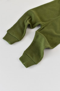 Set 3 piese: body cu maneca lunga, pantaloni lungi si caciulita din bumbac organic si modal - Verde, BabyCosy - Img 5