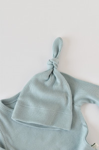 Set 4 piese: bluza, pantaloni, caciulita si manusi din bumbac organic si modal - Mint, BabyCosy - Img 4