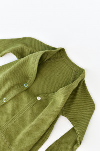 Set 4 piese: bluza, pantaloni, caciulita si manusi din bumbac organic si modal - Verde, BabyCosy - Img 3