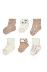 Set 6 perechi ciorapi nou-născut, bej, BabyCosy - Img 2