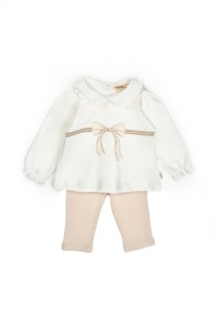 Set bluză cu volănaș și pantalonași, Bow, BabyCosy, 100%bumbac organic - Img 11