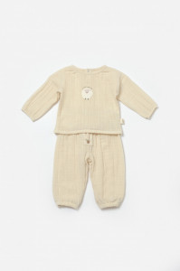 Set bluza si pantaloni, Winter muselin, 100% bumbac - Stone, BabyCosy