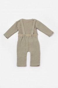 Set bluza si salopeta, Winter muselin, 100% bumbac - Verde, BabyCosy