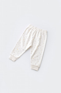 Set bluzita cu maneca lunga si pantaloni lungi - bumbac organic 100% - Ecru cu buline, BabyCosy - Img 6