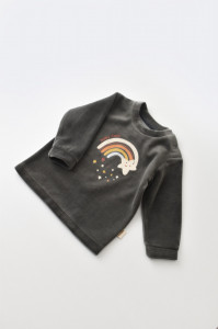 Set Curcubeu cu bluzita cu maneca lunga si pantaloni lungi din 80%bumbac organic si 20% poliester - Antracit, BabyCosy - Img 5