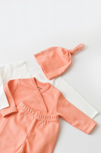 Set de 5 piese pentru nou nascut - 100% bumbac organic - Roz Piersica, BabyCosy - Img 11