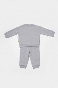 Set hanorac si pantaloni, Two thread, 100%bumbac organic - Gri, BabyCosy