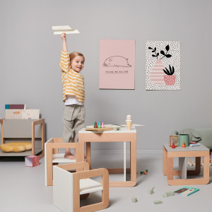 Set mobilier 8in1 Skiddou Mob, Puff catcher, Alb - Img 8