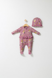 Set salopeta cu caciulita cu volanas pentru bebelusi Fun Penguin, Tongs baby - Img 2