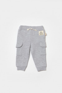 Pantaloni cu buzunare laterale, Two thread, 100%bumbac organic - Gri, BabyCosy
